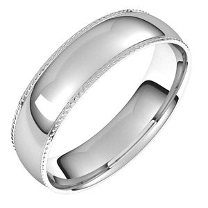 14K White 5 mm Rope Half Round Comfort Fit Band Size 11 - Siddiqui Jewelers