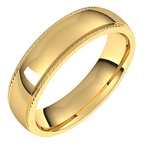 10K Yellow 5 mm Rope Half Round Comfort Fit Band Size 10 - Siddiqui Jewelers