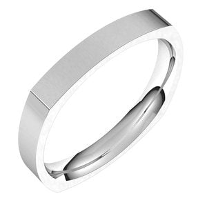 14K White 3 mm Square Comfort Fit Band Size 6 - Siddiqui Jewelers