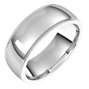 14K White 7 mm Rope Half Round Comfort Fit Band Size 7 - Siddiqui Jewelers