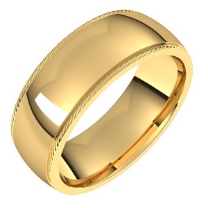 14K Yellow 7 mm Rope Half Round Comfort Fit Band Size 11 - Siddiqui Jewelers
