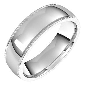 10K White 6 mm Rope Half Round Comfort Fit Band Size 10 - Siddiqui Jewelers