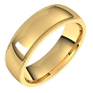 14K Yellow 6 mm Rope Half Round Comfort Fit Band Size 7 - Siddiqui Jewelers