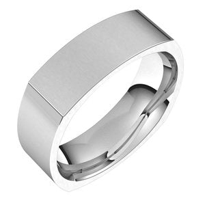 14K White 6 mm Square Comfort Fit Band Size 9.5 - Siddiqui Jewelers