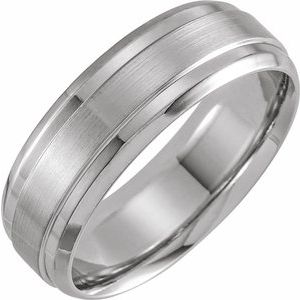 14K White 7 mm Beveled-Edge Band with Satin Finish Size 10 - Siddiqui Jewelers