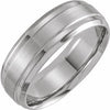 14K White 7 mm Beveled-Edge Band with Satin Finish Size 10.5 - Siddiqui Jewelers