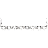 14K White .08 CTW Diamond Infinity-Inspired Bar 16-18" Necklace - Siddiqui Jewelers