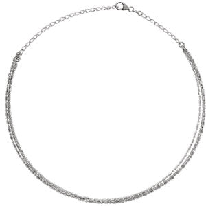 14K White 3-Strand Bead Chain 13-16" Choker - Siddiqui Jewelers