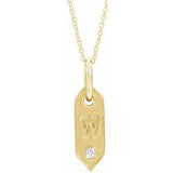 14K Yellow Initial W .05 CT Diamond 16-18" Necklace - Siddiqui Jewelers