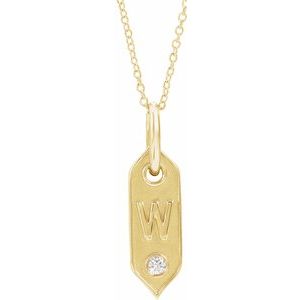 14K Yellow Initial W .05 CT Diamond 16-18" Necklace - Siddiqui Jewelers