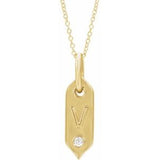 14K Yellow Initial V .05 CT Diamond 16-18" Necklace - Siddiqui Jewelers