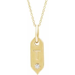 14K Yellow Initial T .05 CT Diamond 16-18" Necklace - Siddiqui Jewelers