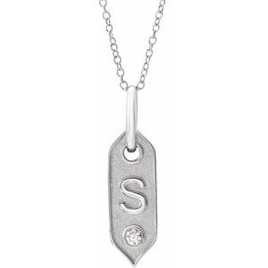 14K White Initial S .05 CT Natural Diamond 16-18" Necklace-Siddiqui Jewelers