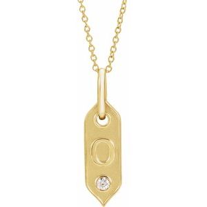 14K Yellow Initial O .05 CT Diamond 16-18" Necklace - Siddiqui Jewelers