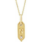 14K Yellow Initial N .05 CT Natural Diamond 16-18" Necklace-Siddiqui Jewelers