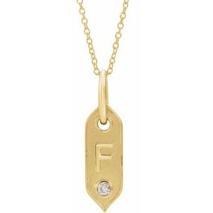 14K Yellow Initial F .05 CT Diamond 16-18" Necklace - Siddiqui Jewelers