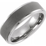 Titanium 7 mm Ridged Oxidized and Polished Band Size 13 - Siddiqui Jewelers