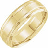 14K Yellow 7 mm Beveled-Edge Band with Satin Finish Size 8 - Siddiqui Jewelers