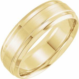 14K Yellow 7 mm Beveled-Edge Band with Satin Finish Size 8.5 - Siddiqui Jewelers