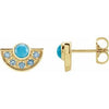 14K Yellow Turquoise & Aquamarine Fan Earrings - Siddiqui Jewelers