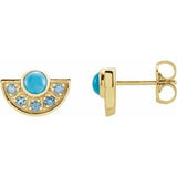 14K Yellow Turquoise & Aquamarine Fan Earrings - Siddiqui Jewelers