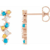 14K Rose Turquoise, Honey Topaz & 1/10 CTW Diamond Scattered Bar Earrings - Siddiqui Jewelers