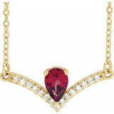 14K Yellow Mozambique Garnet & .06 CTW Diamond 16" Necklace - Siddiqui Jewelers