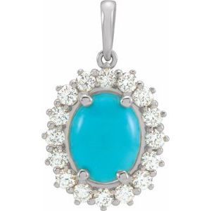 14K White Turquoise & 1/2 CTW Diamond Pendant - Siddiqui Jewelers