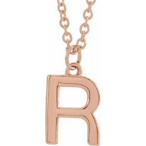18K Rose Gold-Plated Sterling Silver Initial R  Dangle 16" Necklace Siddiqui Jewelers