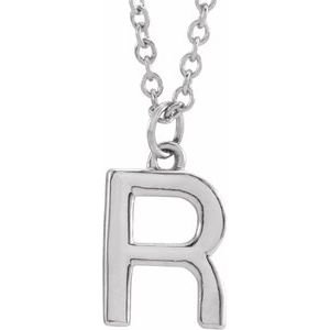 Platinum Initial R Dangle 18" Necklace Siddiqui Jewelers