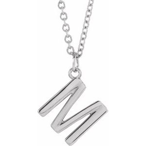 Sterling Silver Initial M Dangle 18" Necklace Siddiqui Jewelers