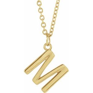 14K Yellow Initial M Dangle 16" Necklace Siddiqui Jewelers