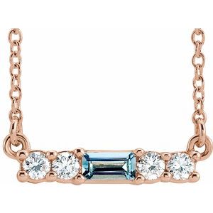 14K Rose Aquamarine & 1/5 CTW Diamond 16" Necklace - Siddiqui Jewelers