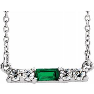 14K White Emerald & 1/5 CTW Diamond 18" Necklace - Siddiqui Jewelers