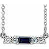 14K White Chatham® Created Blue Sapphire & 1/5 CTW Diamond 16" Necklace - Siddiqui Jewelers