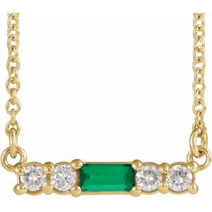 14K Yellow Emerald & 1/5 CTW Diamond 16" Necklace - Siddiqui Jewelers