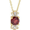 14K Yellow Mozambique Garnet & 1/6 CTW Diamond 16-18" Necklace - Siddiqui Jewelers