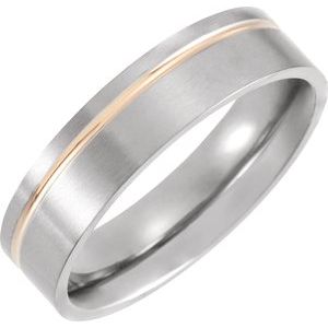 Titanium & 18K Rose Gold PVD 6 mm Grooved Band Size 10.5 - Siddiqui Jewelers