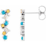 14K White Turquoise, Honey Topaz & 1/10 CTW Diamond Scattered Bar Earrings - Siddiqui Jewelers