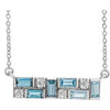 14K White Blue Multi-Gemstone & 1/8 CTW Diamond Bar 18" Necklace - Siddiqui Jewelers