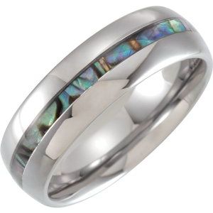 Tungsten 8 mm Domed Band with Pearl Shell Inlay  Size 12.5 - Siddiqui Jewelers