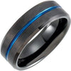 Black & Blue PVD Tungsten 8 mm Grooved Band Size 14 - Siddiqui Jewelers