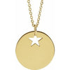 14K Yellow Pierced Star 15 mm Disc 16-18" Necklace-Siddiqui Jewelers