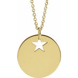 14K Yellow Pierced Star 15 mm Disc 16-18" Necklace-Siddiqui Jewelers