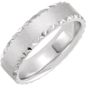 14K White 6 mm Scalloped Edge Band with Satin Finish Size 10 - Siddiqui Jewelers