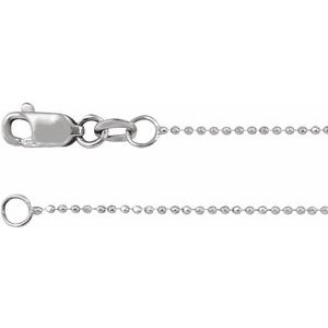 14K White 1mm Diamond-Cut Bead 16" Chain -Siddiqui Jewelers