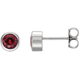 14K White 4 mm Round Genuine Ruby Birthstone Earrings - Siddiqui Jewelers