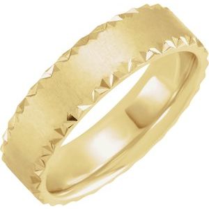 14K Yellow 6 mm Scalloped Edge Band with Satin Finish Size 10 - Siddiqui Jewelers