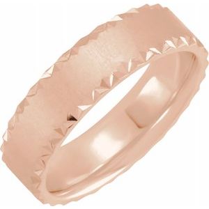 14K Rose 6 mm Scalloped Edge Band with Satin Finish Size 10 - Siddiqui Jewelers