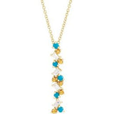 14K Yellow Honey Passion Topaz, Turquoise & 1/8 CTW Diamond Scattered Bar 16-18" Necklace - Siddiqui Jewelers